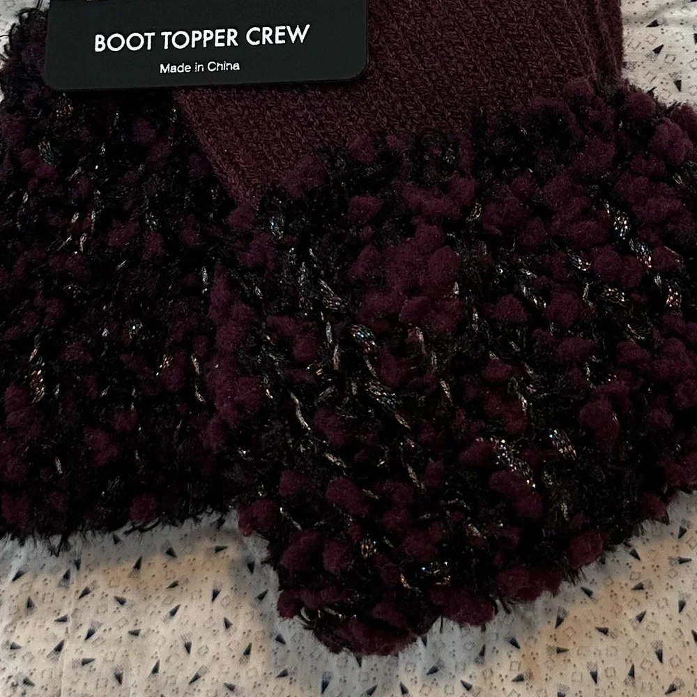 Bejoli Speckle Cuff Crew Boot Topper - Wine